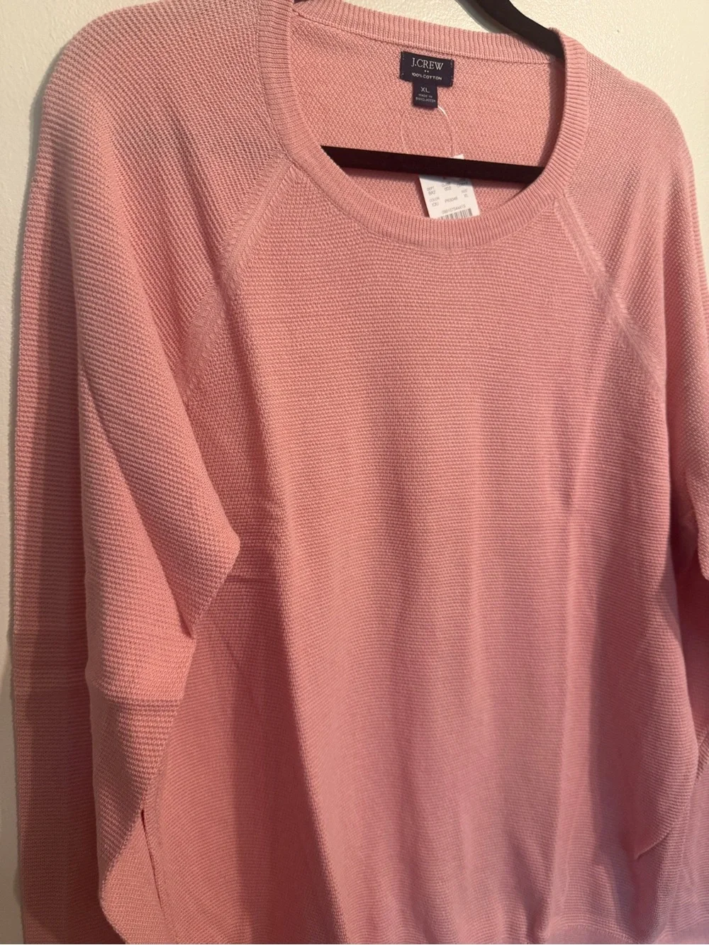 J. Crew Men's Pink Waffle Knit Crewneck Sweater